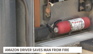 amazon driver saves man from fire