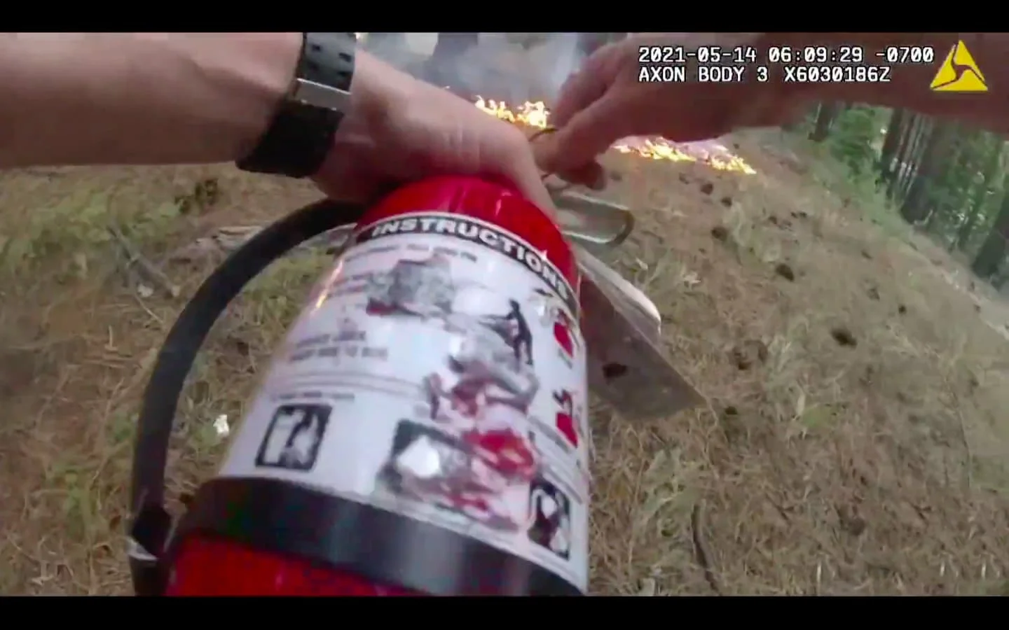 Bodycam Video of Officer Putting out Fire in South Lake Tahoe